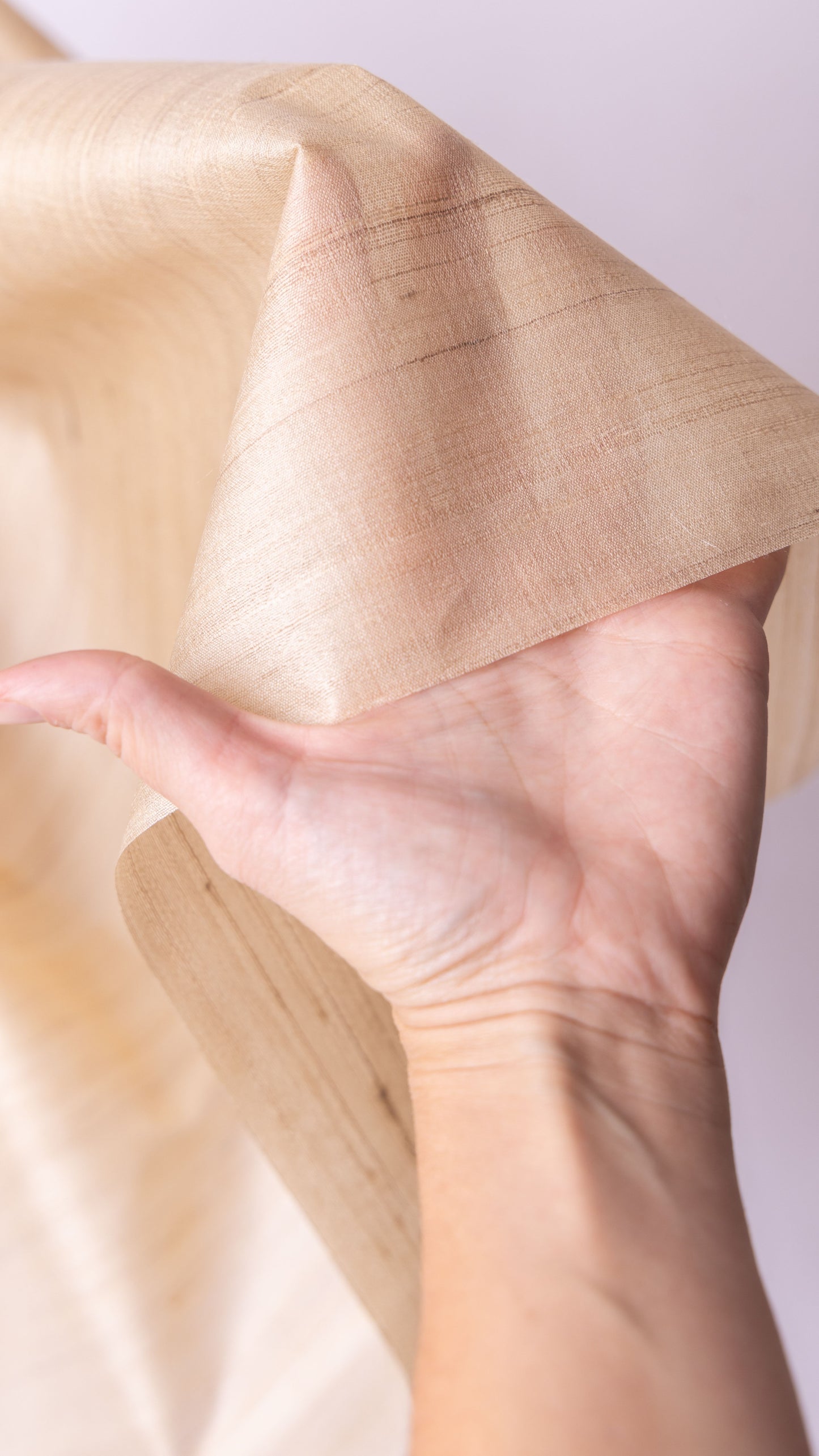 Seidenstoff Fester Taft • Peace Silk • 100% Seide • Beige-Braun • Handgewebt • Antara