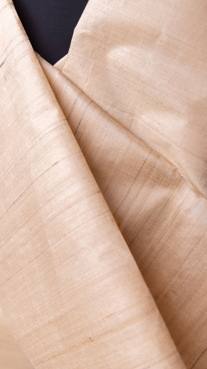 Seidenstoff Fester Taft • Peace Silk • 100% Seide • Beige-Braun • Handgewebt • Antara