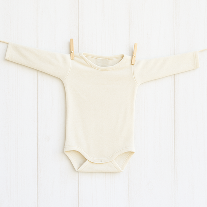 Seiden-Baby Body von Alkena • Natürliche Peace Silk • 100% Seide • Langarm