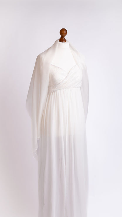 Brautstola • Zarter Seidenschal • Natürliche Peace Silk • 100% Seide • Naturweiß • 55 x 175 cm