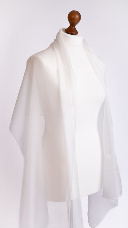 Brautstola • Zarter Seidenschal • Natürliche Peace Silk • 100% Seide • Naturweiß • 55 x 175 cm