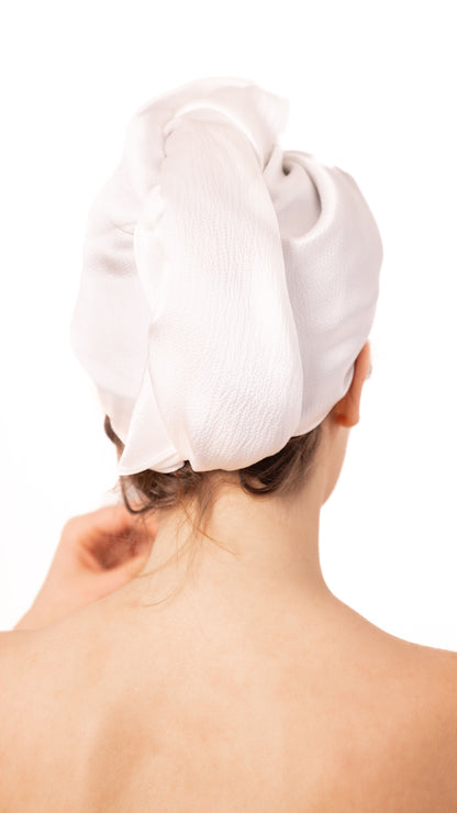 Seiden-Haartuch zum Turban binden • Natürliche Peace Silk • 100% Seide • 55 x 115 cm • Naturweiß