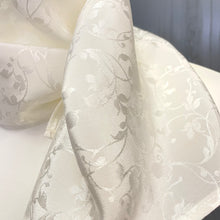 Silk Scarf Roses & Floral Jacquard • Natural Peace Silk • 100% Silk • Natural White