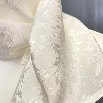 Silk Scarf Roses & Floral Jacquard • Natural Peace Silk • 100% Silk • Natural White
