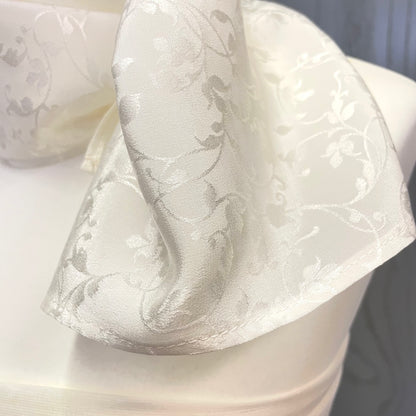 Silk Scarf Roses & Floral Jacquard • Natural Peace Silk • 100% Silk • Natural White