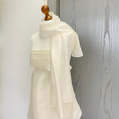Seidenschal Satin Baumwoll-Seiden-Mischung • Natürliche Peace Silk • 70% Baumwolle 30% Seide • Naturweiß