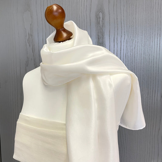 Seidenschal Satin Baumwoll-Seiden-Mischung • Natürliche Peace Silk • 70% Baumwolle 30% Seide • Naturweiß