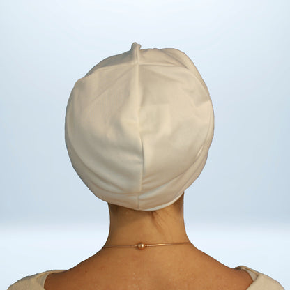 Seiden-Schlafhaube Turban von Seidenstern • Jersey • Natürliche Peace Silk • 100% Seide • Naturweiß