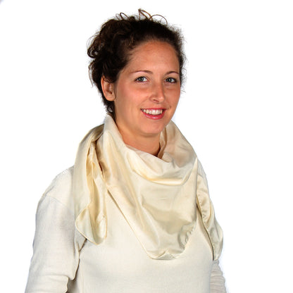 Seidentuch Warm oder Leicht • Natürliche Peace Silk •  100% Seide • 90 x 90 cm • Varianten Verfügbar • Creme • Für Damen & Herren