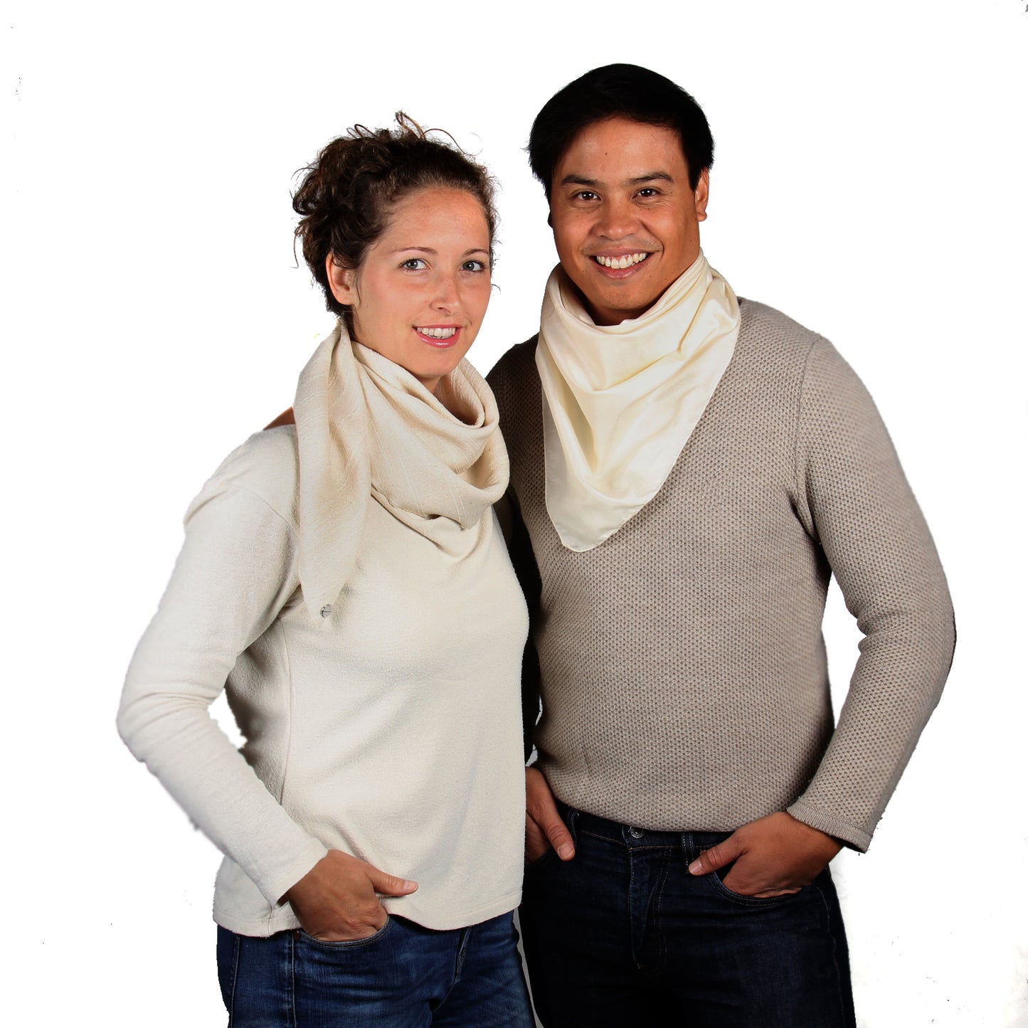 Seidentuch Warm oder Leicht • Natürliche Peace Silk •  100% Seide • 90 x 90 cm • Varianten Verfügbar • Creme • Für Damen & Herren