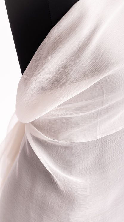 Seidenstoff für Brautkleider • Peace Silk Crinkle Chiffon • 100% Seide • Naturweiß Transparent • Chandi