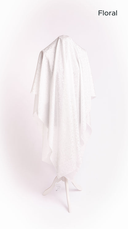 Seidenstoff für Brautkleider • Natürlicher Peace Silk Jacquard • 100% Seide • Naturweiß • Floral & Rosen