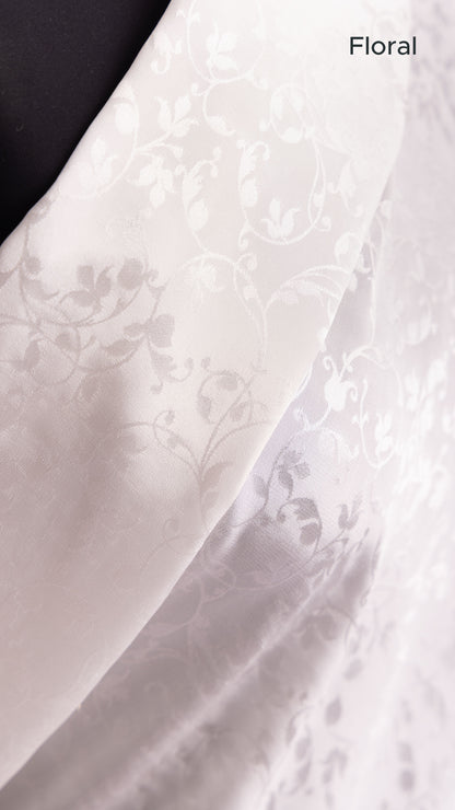 Seidenstoff für Brautkleider • Natürlicher Peace Silk Jacquard • 100% Seide • Naturweiß • Floral & Rosen