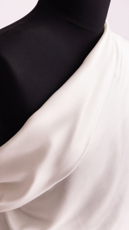 Seidenstoff Satin • Nachhaltige Peace Silk • 30% Seide, 70% Baumwolle • Naturweiß • Kapas