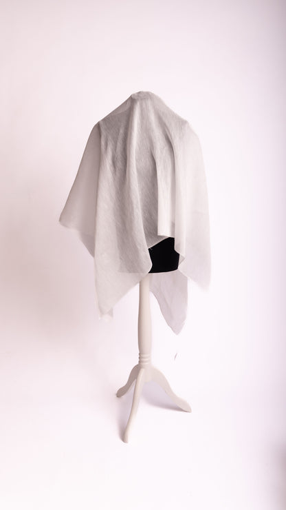 Seidenstoff Dupion • Nachhaltige Peace Silk • 30% Seide, 70% Leinen • Naturweiß Transparent • Laksha