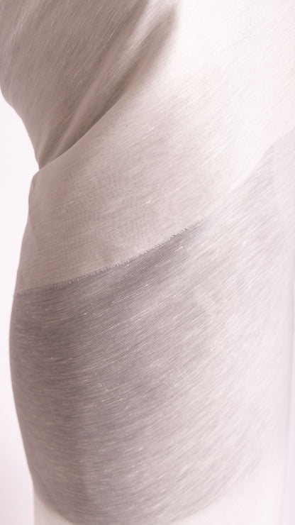 Seidenstoff Dupion • Nachhaltige Peace Silk • 30% Seide, 70% Leinen • Naturweiß Transparent • Laksha