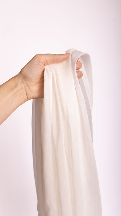 Seidenstoff Dupion • Nachhaltige Peace Silk • 30% Seide, 70% Leinen • Naturweiß Transparent • Laksha