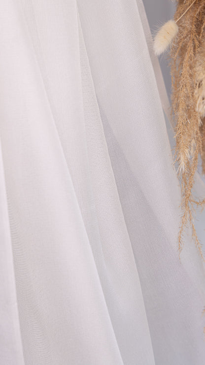 Seidenstoff für Brautkleider • Natürlicher Peace Silk Mesh • 100% Seide • Naturweiß Transparent