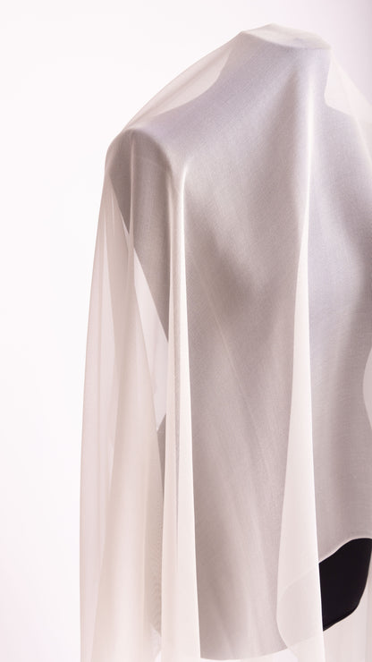 Seidenstoff für Brautkleider • Natürlicher Peace Silk Mesh • 100% Seide • Naturweiß Transparent
