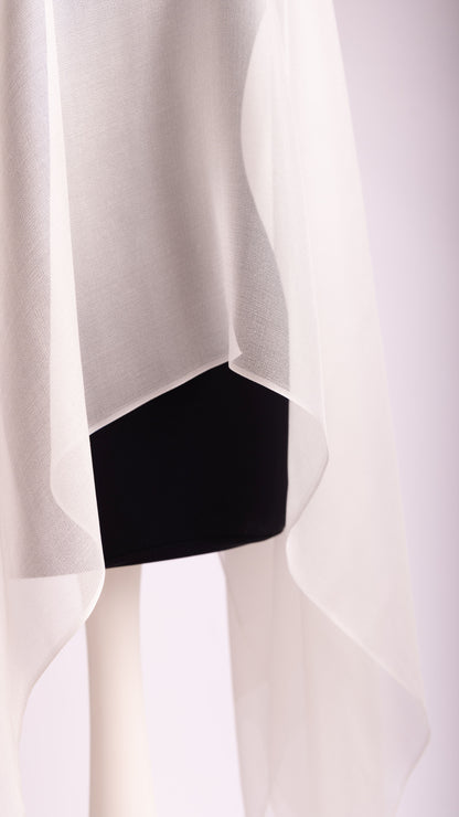 Seidenstoff für Brautkleider • Natürlicher Peace Silk Mesh • 100% Seide • Naturweiß Transparent