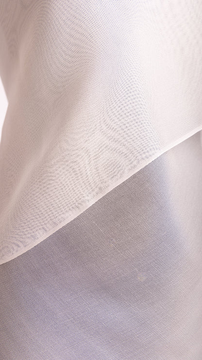 Seidenstoff für Brautkleider • Natürlicher Peace Silk Mesh • 100% Seide • Naturweiß Transparent