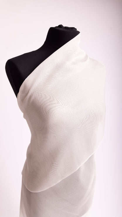 Seidenstoff für Brautkleider • Natürlicher Peace Silk Mesh • 100% Seide • Naturweiß Transparent