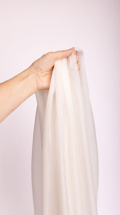 Seidenstoff für Brautkleider • Natürlicher Peace Silk Mesh • 100% Seide • Naturweiß Transparent