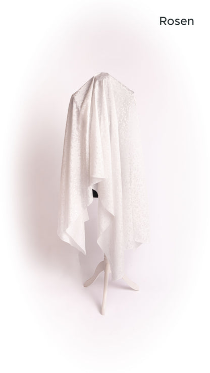 Seidenstoff für Brautkleider • Natürlicher Peace Silk Jacquard • 100% Seide • Naturweiß • Floral & Rosen