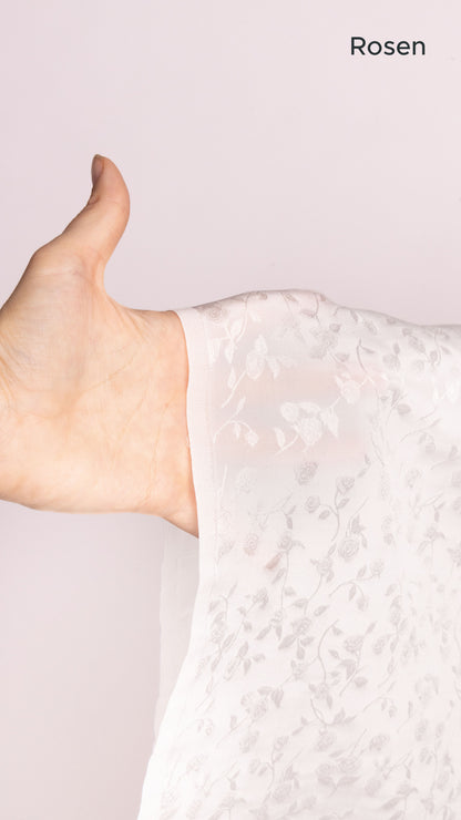 Seidenstoff für Brautkleider • Natürlicher Peace Silk Jacquard • 100% Seide • Naturweiß • Floral & Rosen