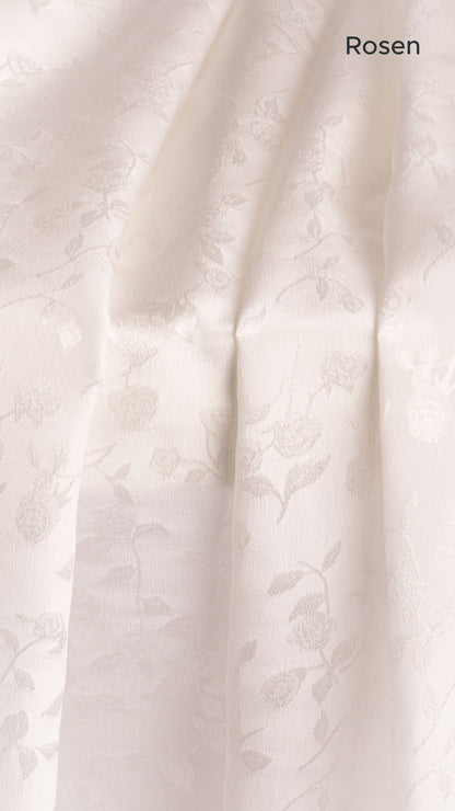 Seidenstoff für Brautkleider • Natürlicher Peace Silk Jacquard • 100% Seide • Naturweiß • Floral & Rosen