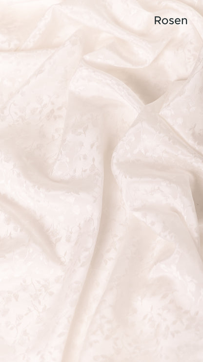 Seidenstoff für Brautkleider • Natürlicher Peace Silk Jacquard • 100% Seide • Naturweiß • Floral & Rosen