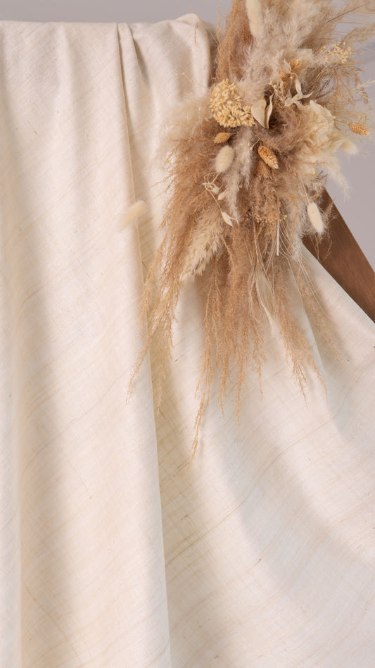 Seiden-Gewebe • Handgewebt • 100% Eri Seide • Naturweiß • Ryndia