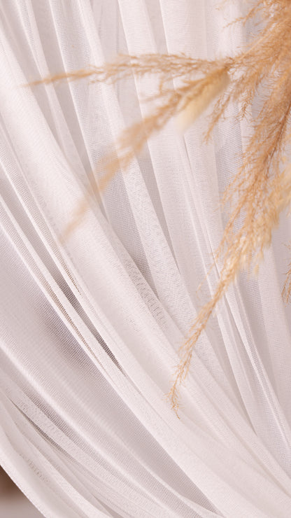 Seidenstoff für Brautkleider • Natürlicher Peace Silk Tüll • 100% Seide • Weiß Transparent