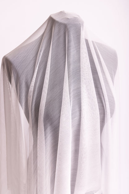 Seidenstoff für Brautkleider • Natürlicher Peace Silk Tüll • 100% Seide • Weiß Transparent