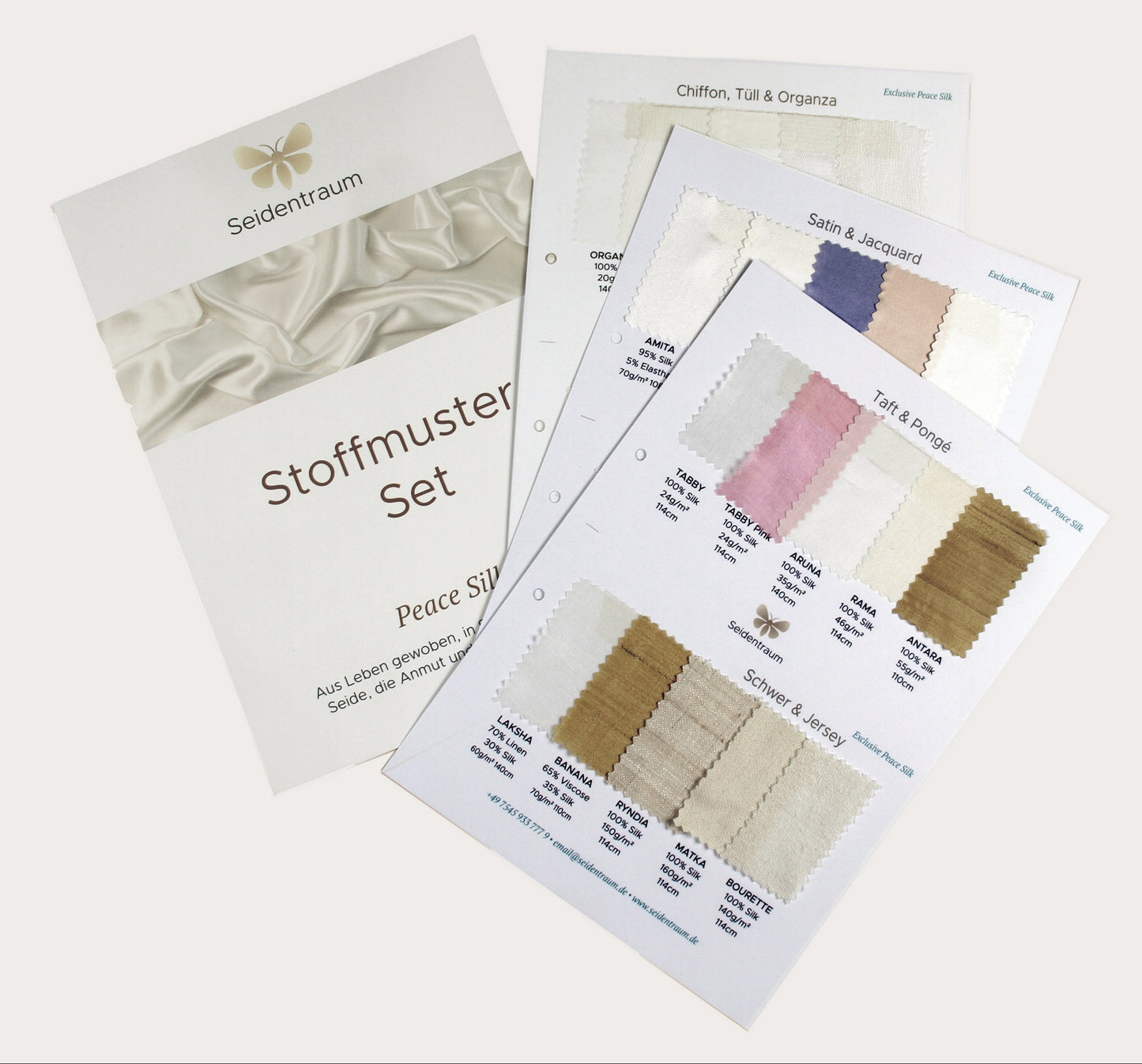 Stoffmuster-Set • Beinhaltet alle Peace Silk Stoffqualitäten